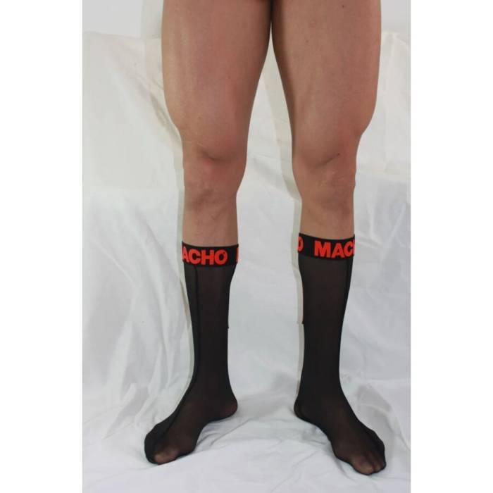 MACHO - MEIAS FINAS TAMANHO ÃNICO PRETO/VERMELHO
