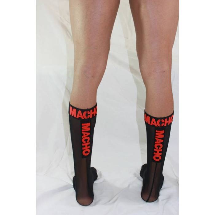 MACHO - MEIAS FINAS TAMANHO ÃNICO PRETO/VERMELHO