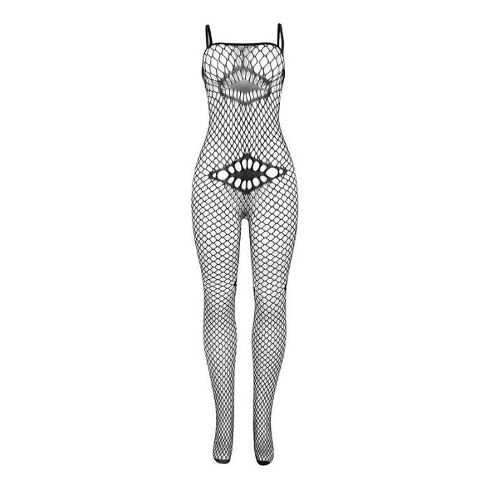 SUBBLIME - 952112 BODYSTOCKING DE REDE COM DETALHES NO PEITO E BARRIGA PRETO TAMANHO ÃNICO