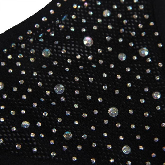 SUBBLIME - 952174 BODYSTOCKING DE REDE COM LUVAS E DIAMANTES PRETO TAMANHO ÃNICO