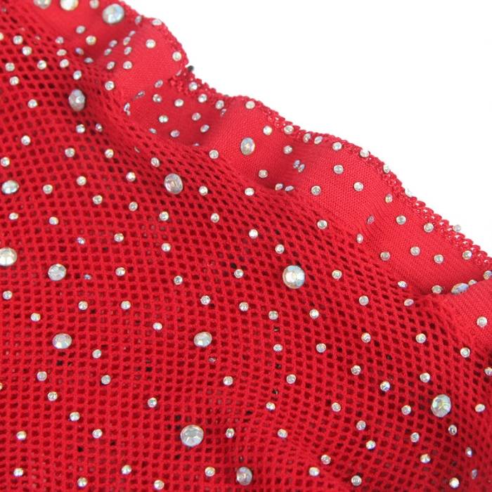 SUBBLIME - 952181 BODYSTOCKING DE REDE COM LUVAS E DIAMANTES VERMELHO TAMANHO ÃNICO