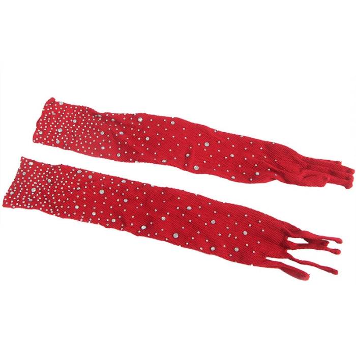 SUBBLIME - 952181 BODYSTOCKING DE REDE COM LUVAS E DIAMANTES VERMELHO TAMANHO ÃNICO