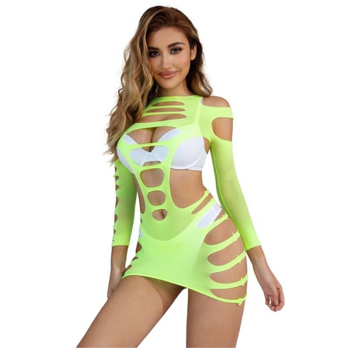 SUBBLIME - 952280 BODYSTOCKING VERDE MANGA LONGA COM REDE ELSTICA TAMANHO ÃNICO