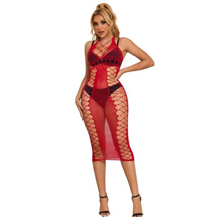 SUBBLIME - 952327 VESTIDO LONGO RED FISHNET TAMANHO ÃNICO