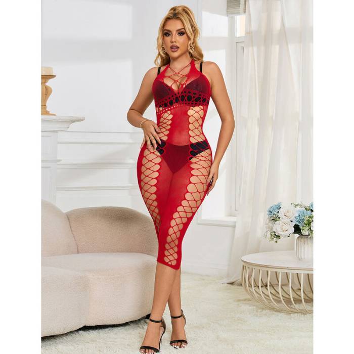 SUBBLIME - 952327 VESTIDO LONGO RED FISHNET TAMANHO ÃNICO