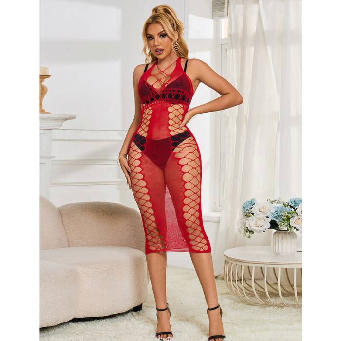 SUBBLIME - 952327 VESTIDO LONGO RED FISHNET TAMANHO ÃNICO