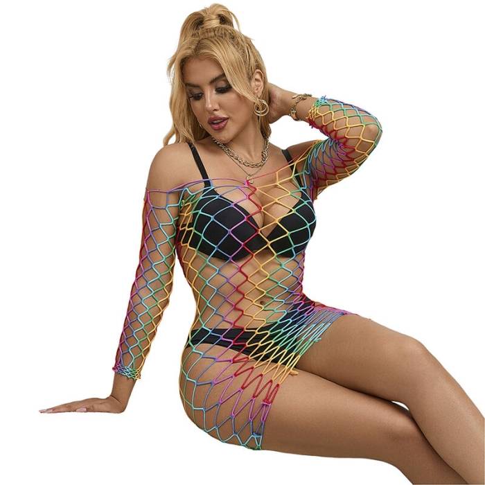 SUBBLIME - 952426 RAINBOW MANGA LONGA FISHNET BODYSTOCKING TAMANHO ÃNICO