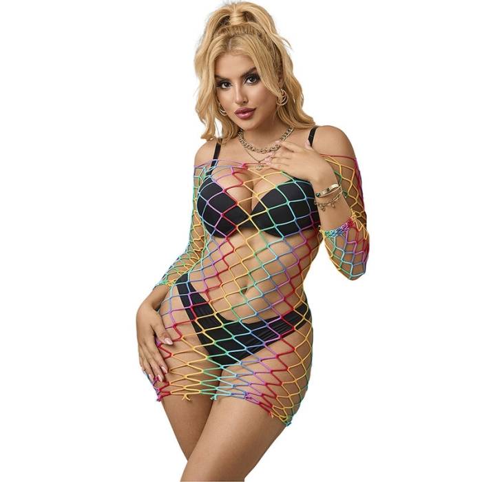 SUBBLIME - 952426 RAINBOW MANGA LONGA FISHNET BODYSTOCKING TAMANHO ÃNICO