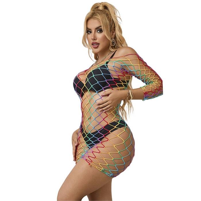 SUBBLIME - 952426 RAINBOW MANGA LONGA FISHNET BODYSTOCKING TAMANHO ÃNICO