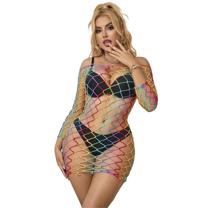 SUBBLIME - 952426 RAINBOW MANGA LONGA FISHNET BODYSTOCKING TAMANHO ÃNICO
