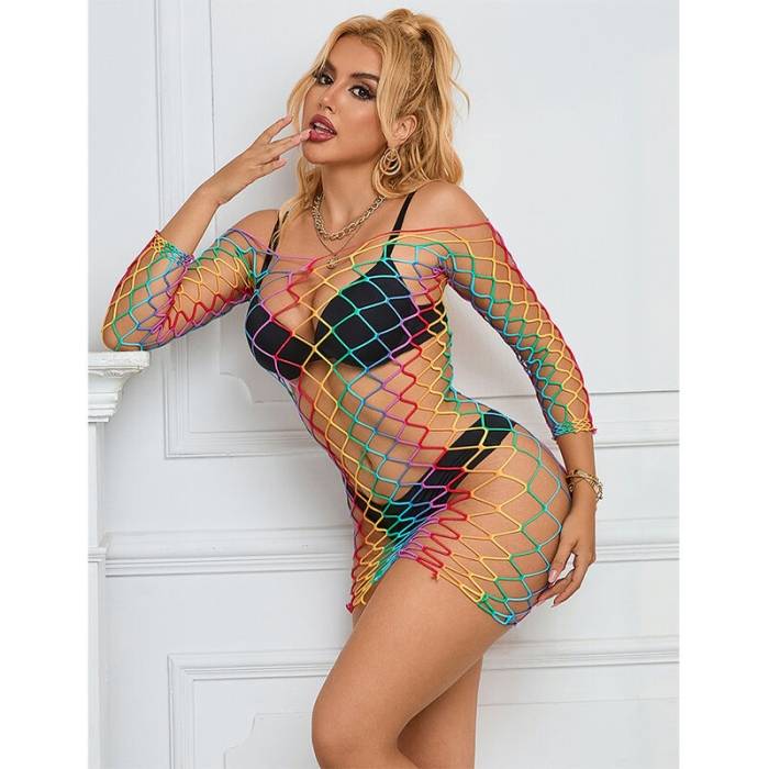 SUBBLIME - 952426 RAINBOW MANGA LONGA FISHNET BODYSTOCKING TAMANHO ÃNICO