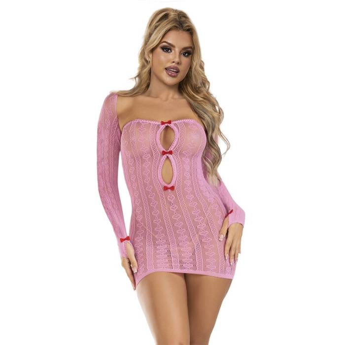 SUBBLIME - 952471 BODYSTOCKING ROSA EM REDE TAMANHO ÃNICO