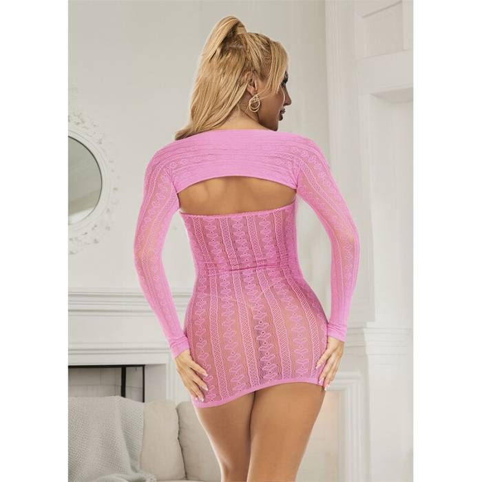 SUBBLIME - 952471 BODYSTOCKING ROSA EM REDE TAMANHO ÃNICO