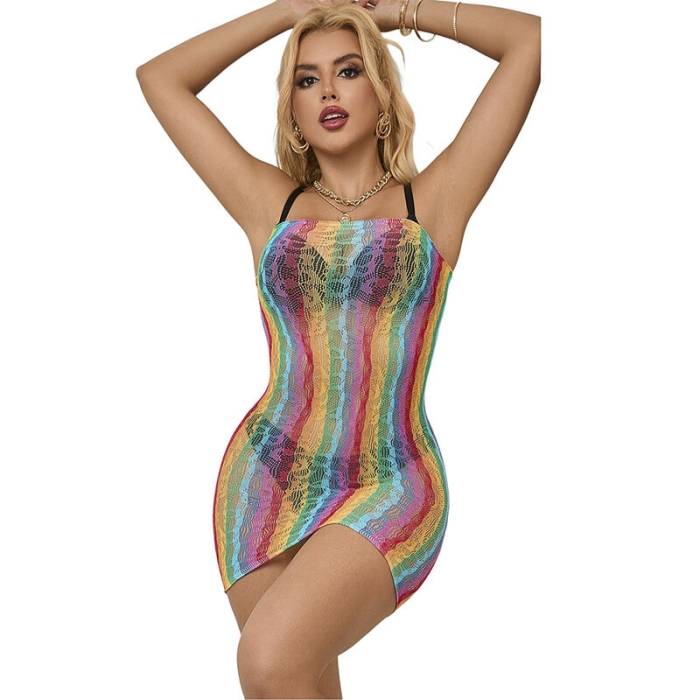 SUBBLIME - 952457 RAINBOW OMBRO A OMBRO SEM MANGAS FISHNET BODYSTOCKING TAMANHO ÃNICO
