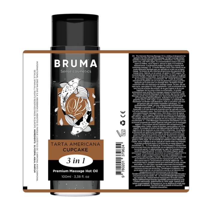 BRUMA - ÃLEO DE MASSAGEM PREMIUM EFEITO CALOR SABOR CUPCAKE 3 EM 1 - 100 ML