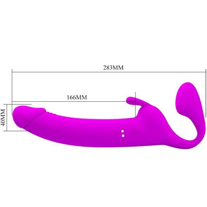 PRETTY LOVE - ZANINI STRAPLESS STRAP-ON 10 VIBRAÃÃES ROXO
