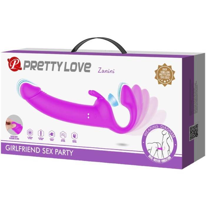 PRETTY LOVE - ZANINI STRAPLESS STRAP-ON 10 VIBRAÃÃES ROXO