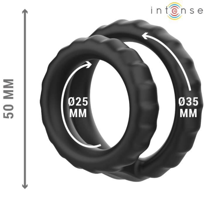 INTENSE - DEWEY ANEL DE PÃNIS DUPLO DE SILICONE PRETO MODELO 2