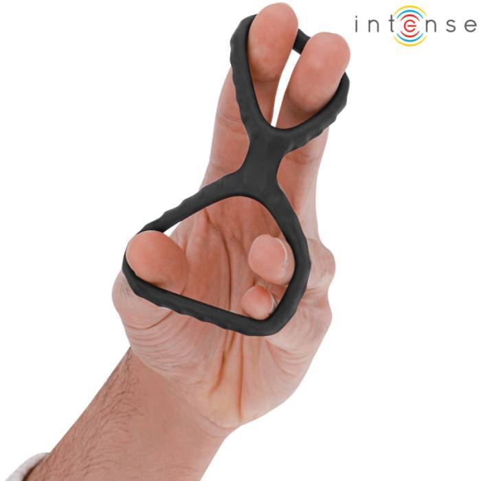 INTENSE - DEWEY ANEL DE PÃNIS DUPLO DE SILICONE PRETO MODELO 2