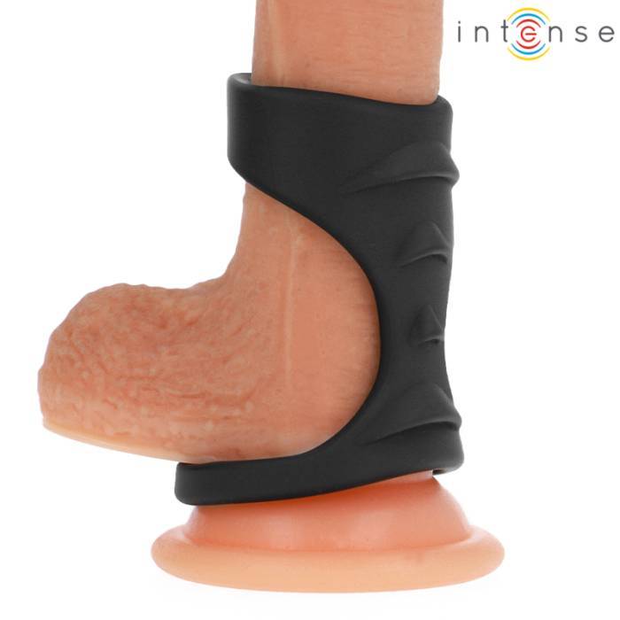 INTENSE - THEO ANEL DE SILICONE DUPLO PARA PÃNIS MODELO 3 PRETO