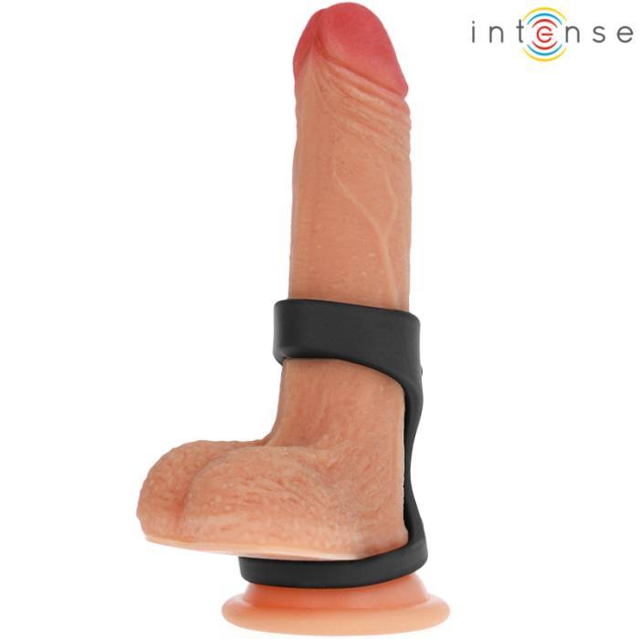 INTENSE - THEO ANEL DE SILICONE DUPLO PARA PÃNIS MODELO 3 PRETO