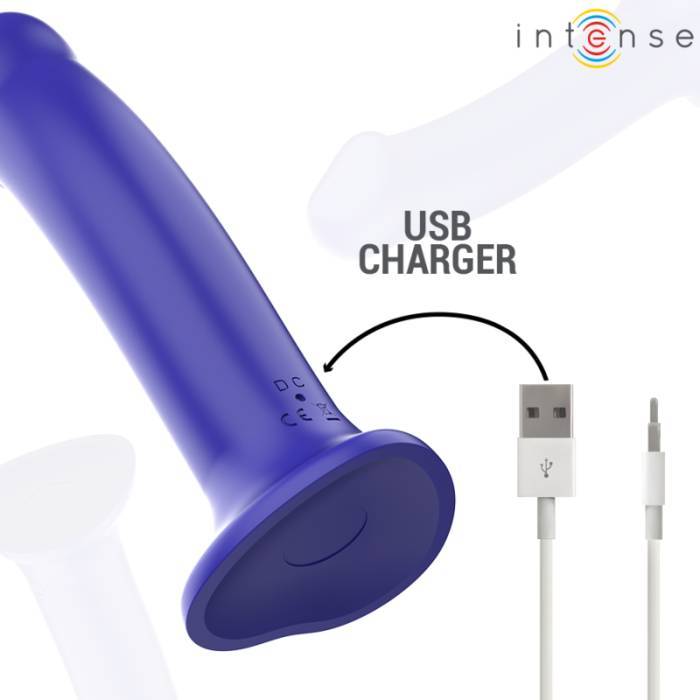 INTENSE - VICTORIA VIBRADOR COM VENTOSA 10 VIBRAÃÃES AZUL ESCURO CONTROLE REMOTO