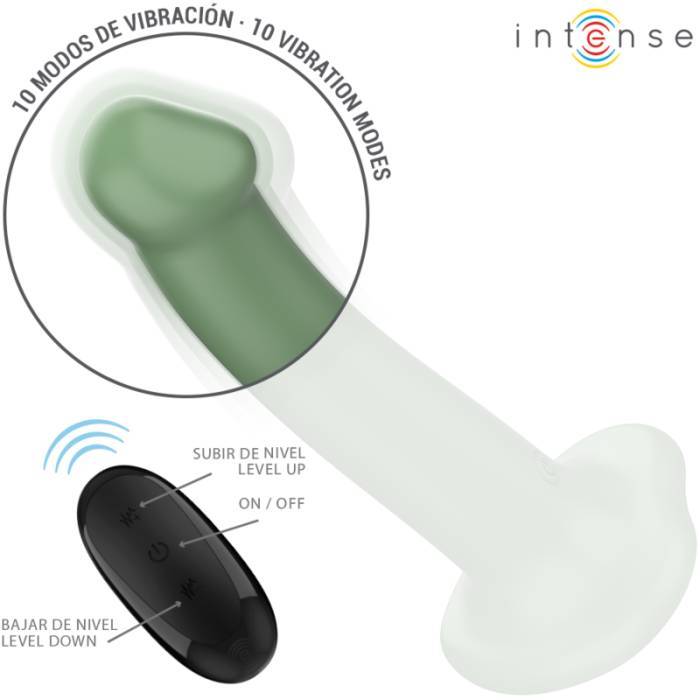 INTENSE - BECCA VIBRADOR COM VENTOSA 10 VIBRAÃÃES VERDE CONTROLE REMOTO