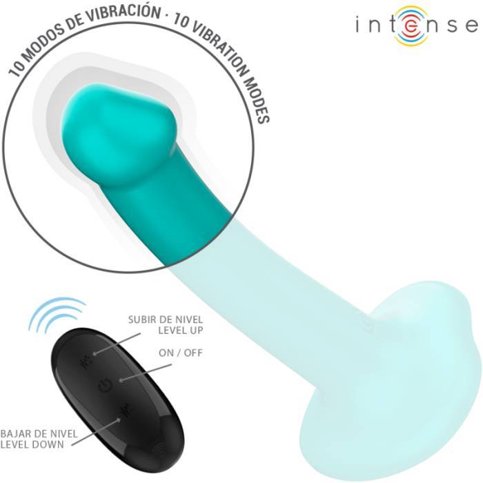 INTENSE - KATIE VIBRADOR COM VENTOSA 10 VIBRAÃÃES AZUL CONTROLE REMOTO