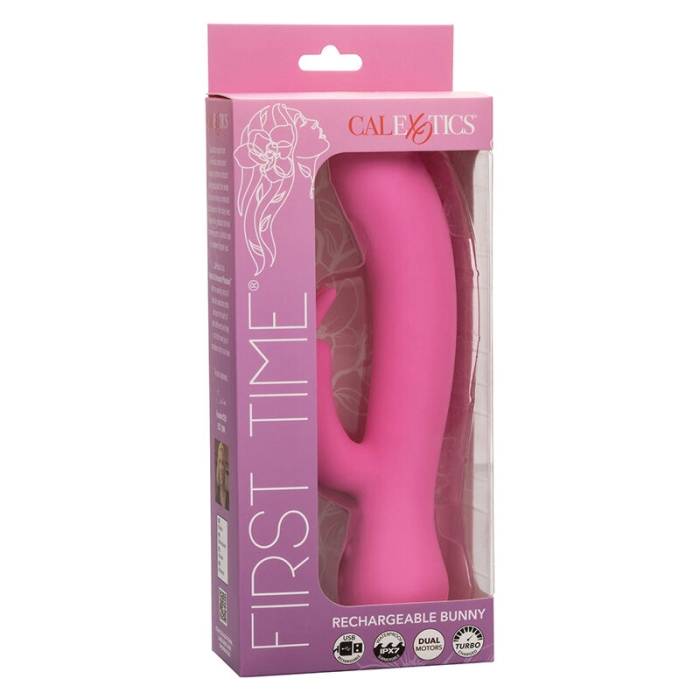CALEXOTICS - FIRST TIME VIBRADOR COELHO RECARREGÃVEL ROSA