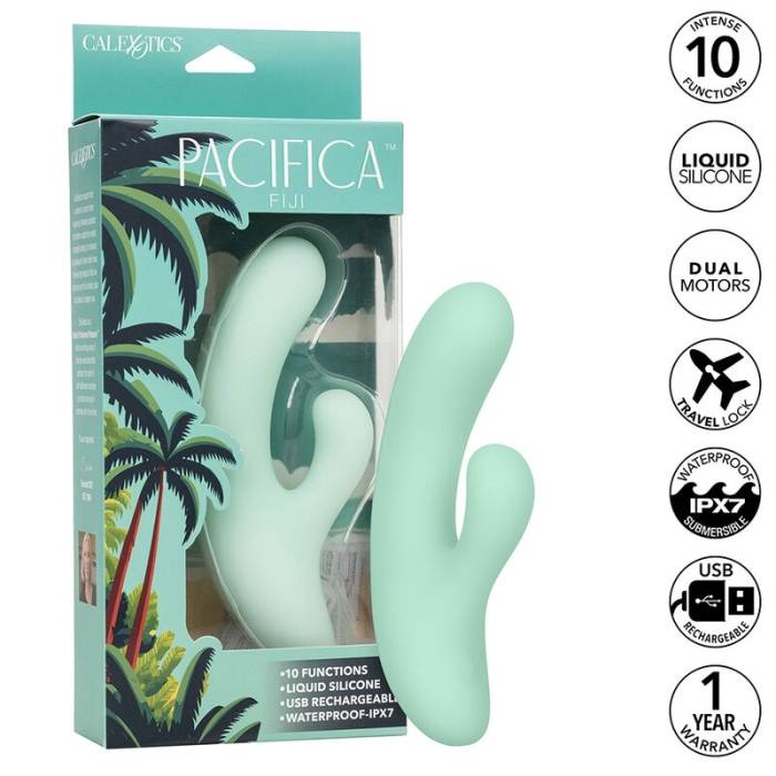 CALEXOTICS - PACIFICA FIJI VIBRADOR E ESTIMULADOR PONTO G 10 VIBRAÃÃES AQUA
