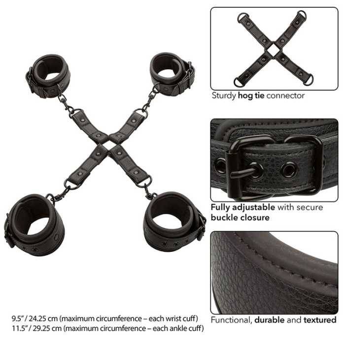 CALEXOTICS - NOCTURNAL CONECTOR HOG TIE CUERO AJUSTÃVEL PRETO