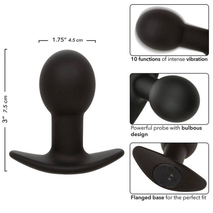 CALEXOTICS - ROCK BOTTOM PLUG ANAL 10 VIBRAÃÃES SILICONE PRETO