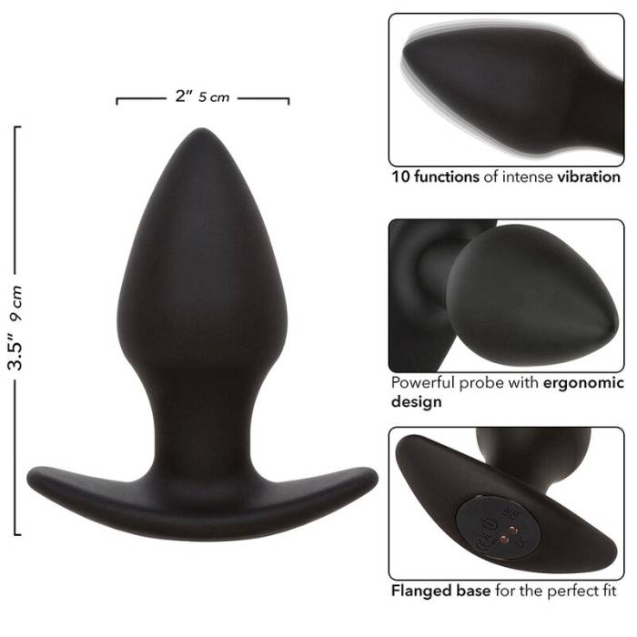 CALEXOTICS - ROCK BOTTOM PLUG ANAL PERFEITO 10 VIBRAÃÃES SILICONE PRETO