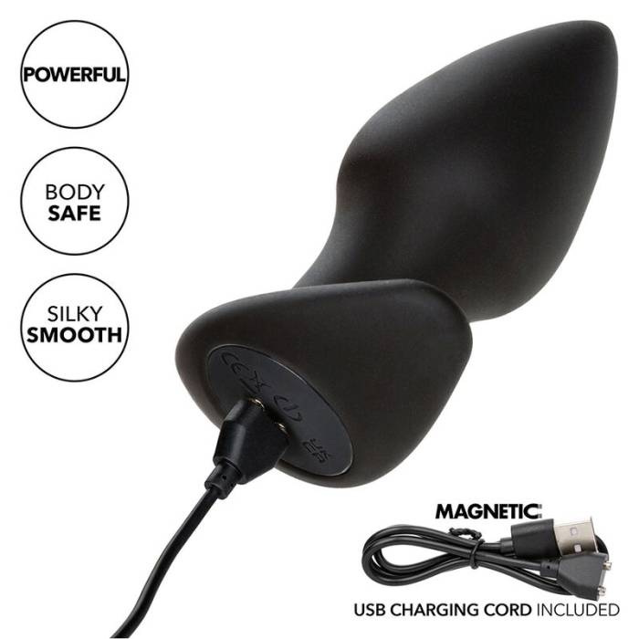 CALEXOTICS - ROCK BOTTOM PLUG ANAL PERFEITO 10 VIBRAÃÃES SILICONE PRETO