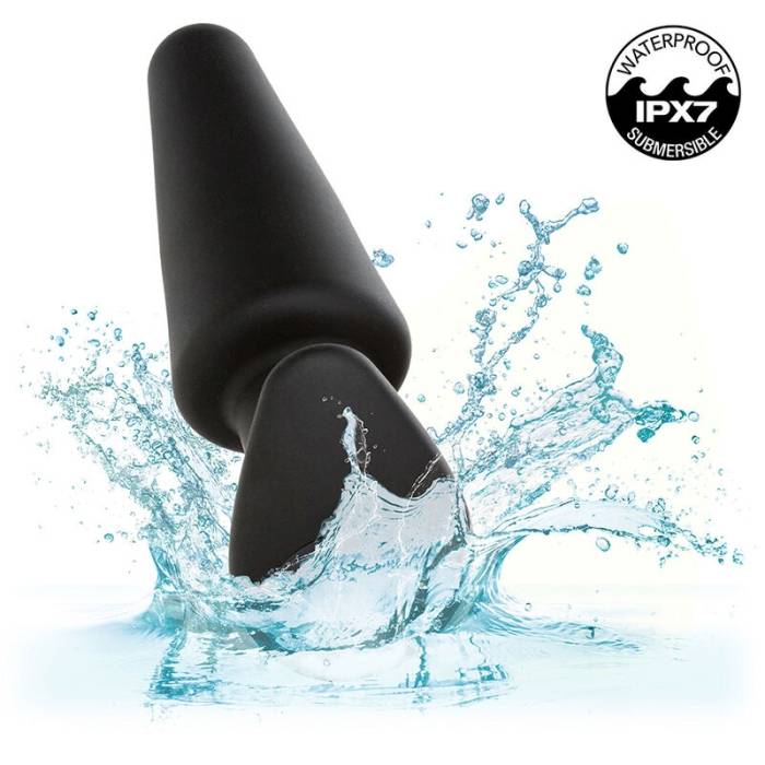CALEXOTICS - ROCK BOTTOM PLUG ANAL CÃNICO 10 VIBRAÃÃES SILICONE PRETO