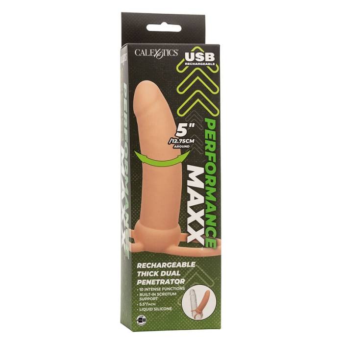 CALEXOTICS - MAXX THICK DUAL PENETRATOR 10 VIBRAÃÃES CARNE