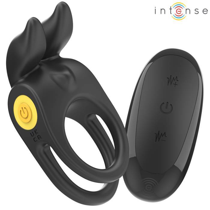 INTENSE - SAM VIBRADOR ANEL DUPLO PENIS 10 VIBRAÃÃES PRETO