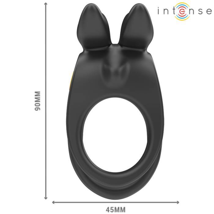 INTENSE - SAM VIBRADOR ANEL DUPLO PENIS 10 VIBRAÃÃES PRETO