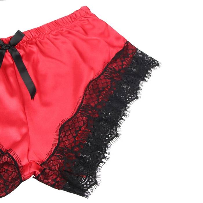 SUBBLIME - 953959 CAMISOLA DE SEDA CASUAL + CALÃA DE RENDA PRETA/VERMELHA S/M