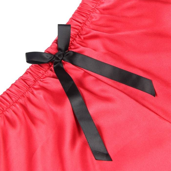 SUBBLIME - 953959 CAMISOLA DE SEDA CASUAL + CALÃA DE RENDA PRETA/VERMELHA S/M