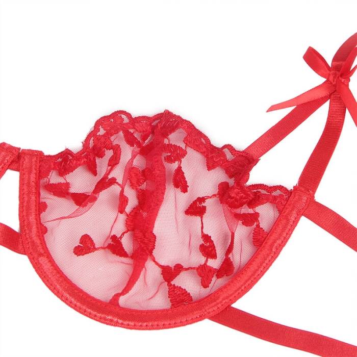 SUBBLIME - 954338 SUTIÃ COM ESTAMPA DE CORAÃÃO + TANGA + CINTO-LIGA VERMELHO L/XL