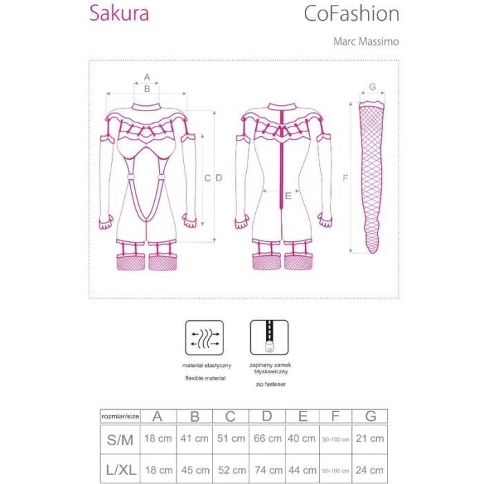 LIVCO CORSETTI FASHION - SAKURA CF 90357 MACACÃO + LUVAS COMPRIDAS + CINTO-LIGA PRETO S/M