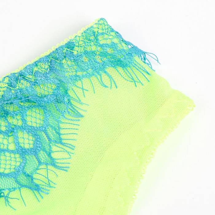 SUBBLIME - 955311 CONJUNTO DE SUTIÃ COM RENDA E LIGAS VERDE E AZUL S/M