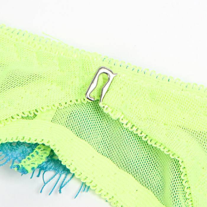 SUBBLIME - 955311 CONJUNTO DE SUTIÃ COM RENDA E LIGAS VERDE E AZUL S/M