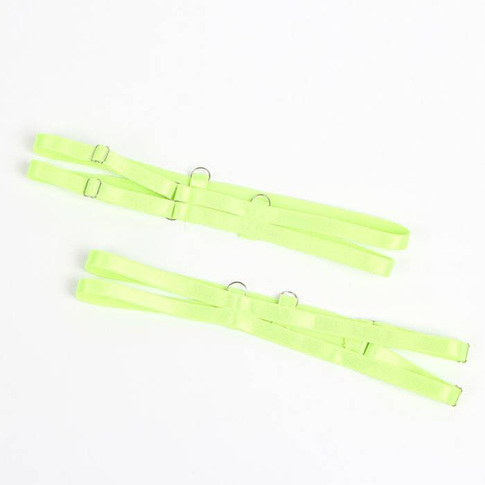 SUBBLIME - 955328 CONJUNTO DE SUTIÃ COM RENDA E LINHAS DE LIGA VERDE E AZUL L/XL