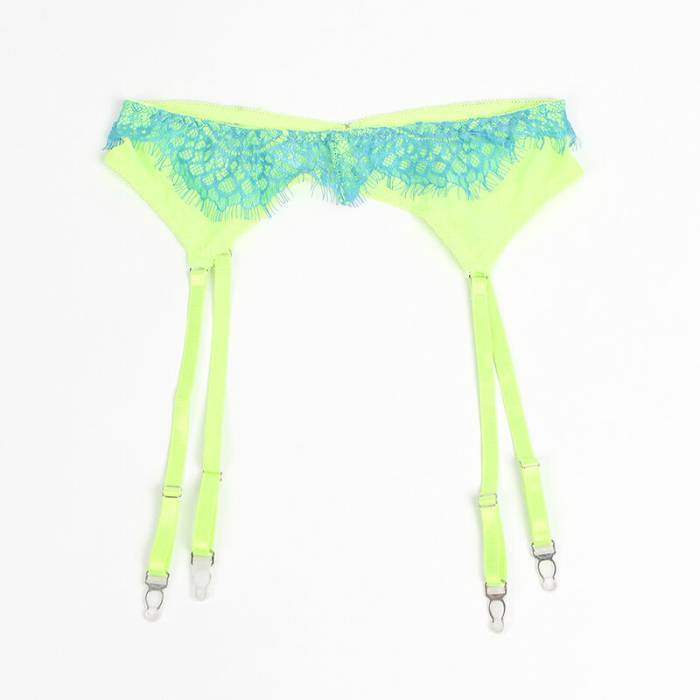 SUBBLIME - 955328 CONJUNTO DE SUTIÃ COM RENDA E LINHAS DE LIGA VERDE E AZUL L/XL