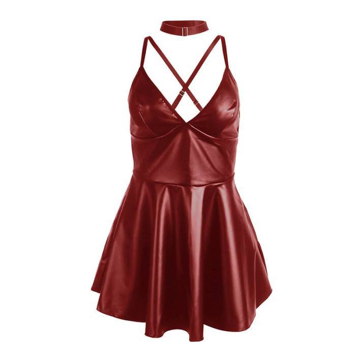 SUBBLIME - 955403 VESTIDO COM ALÃAS DE COURO BORDÃ L/XL