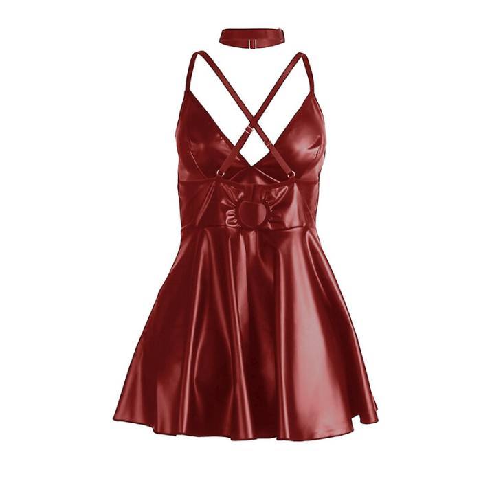 SUBBLIME - 955403 VESTIDO COM ALÃAS DE COURO BORDÃ L/XL