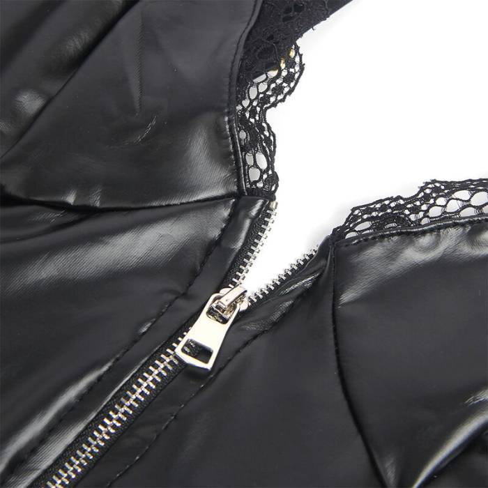 SUBBLIME - 955465 BODY DE COURO PRETO COM ZÃPER L/XL