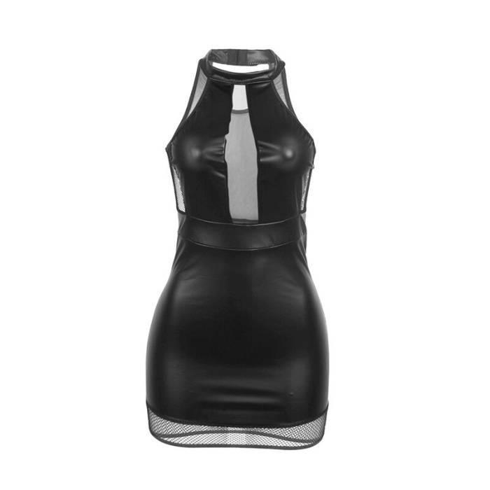 SUBBLIME - 955489 VESTIDO DECOTE HALTER COM TRANSPARÃNCIAS PRETO L/XL